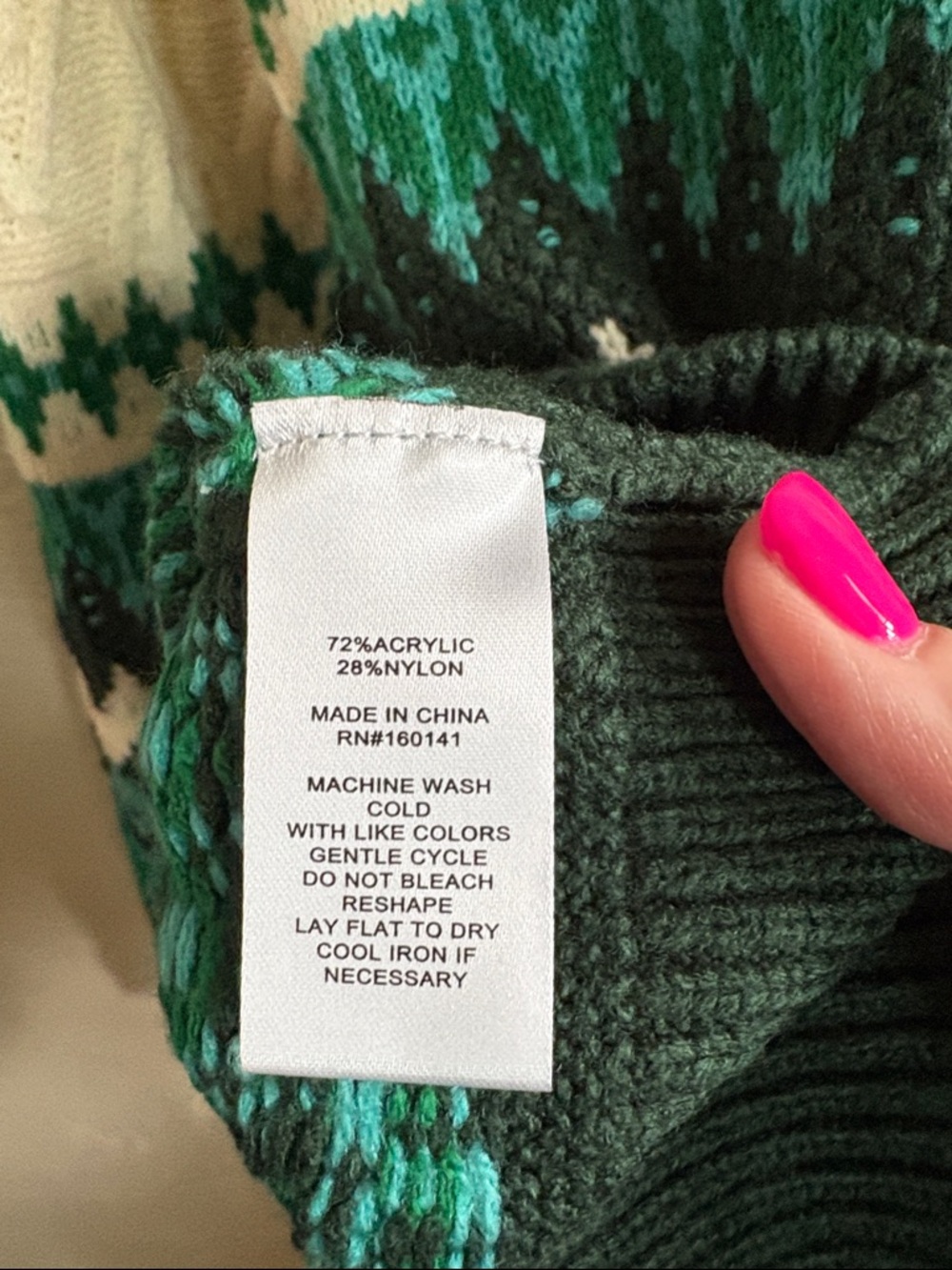 89th & Madison Cream and Green Patterned Turtleneck Sweater - Picture 4 of 4